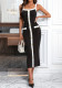 Knit Elastic Strap Sexy Elegant Button-Decorated Bodycon Long Dress