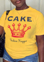 Fashion Print Women's Round Neck Short Sleeves T-shirt