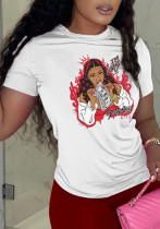 Fashion Print Women's Round Neck Short Sleeves T-shirt