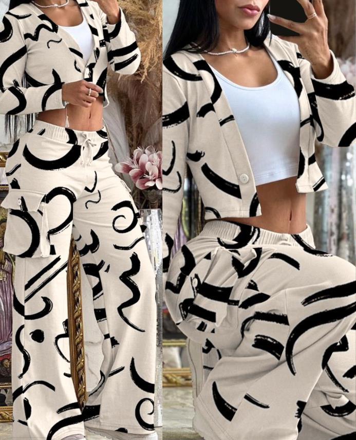 Fashionable casual solid color long sleeve two piece pants set women's clothing