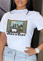 Fashion Print Women's Round Neck Short Sleeves T-shirt