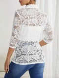 Spring Elegant Solid Color Fashion Lace Patchwork Women's Blazer Jacket