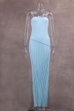 Women spring Summer Strapless twist flower split dress