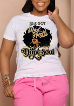 Fashion Print Women's Round Neck Short Sleeves T-shirt