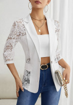 Spring Elegant Solid Color Fashion Lace Patchwork Women's Blazer Jacket