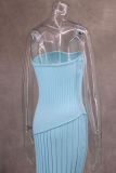 Women spring Summer Strapless twist flower split dress