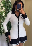 Ruffle Slim V-Neck Knit Long Sleeve Sexy Elegant Dress