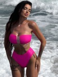 Women Sexy Two Pieces Solid Swimwear