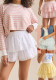 Women Elastic Waist Puffy Layered Lace Cascading Ruffles Skirt Pants