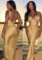 Women Sexy V-Neck Backless Beaded Beach Holidays Dress Women Sexy V-Neck Backless Beaded Beach Holidays Dress