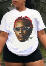 Women Autumn Street Print Short Sleeve T-shirt Top