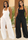 Women Casual Backless Halter Neck Solid Jumpsuit
