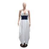 Women Slit Irregular Patchwork V-neck Dress