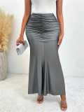 Women Elegant Pleated Stretchy Drape Fishtail Skirt