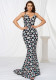 Women Suspender V Neck Bodycon Sequin Formal Party Fishtail Evening Dress