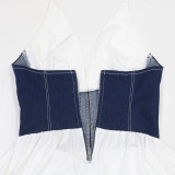 Women Slit Irregular Patchwork V-neck Dress