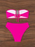 Women Sexy Two Pieces Solid Swimwear