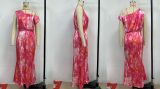 Women Summer Slit Sleeveless Print Dress