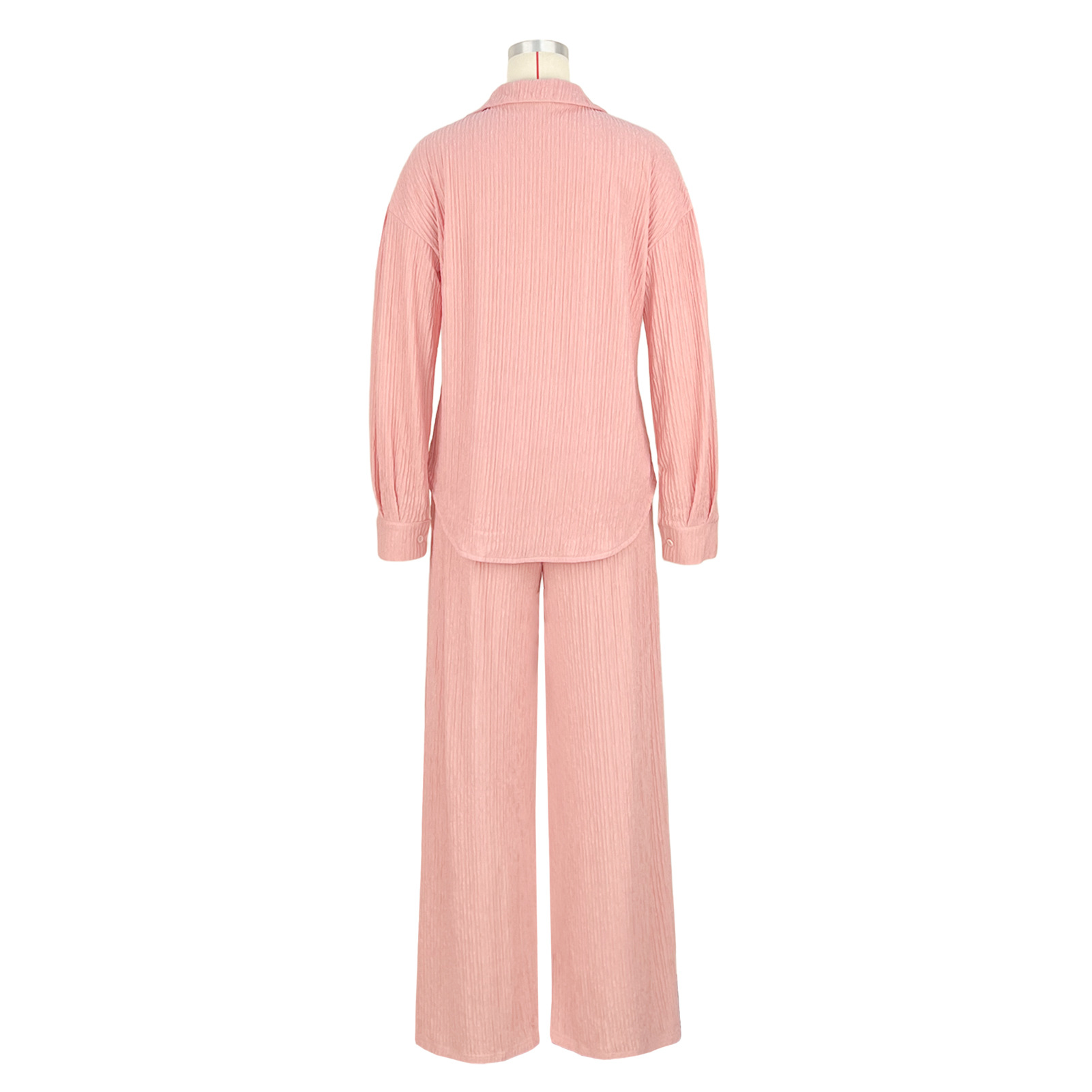 Women Crumpled Lace-Up Top and Pocket Wide Leg Pants Two Piece Set