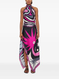 Women Printed Halter Neck Backless Top and Irregular Skirt Two Piece Set
