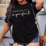 Women summer letter print short sleeve Round Neck Top