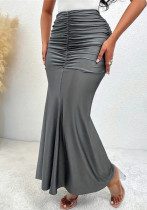 Women Elegant Pleated Stretchy Drape Fishtail Skirt