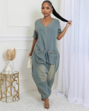 Women Style Pocket Washed Denim Jumpsuit