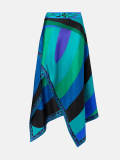 Women Printed Halter Neck Backless Top and Irregular Skirt Two Piece Set