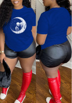 Women Letter Print Round Neck Short Sleeve T-shirt