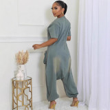 Women Style Pocket Washed Denim Jumpsuit