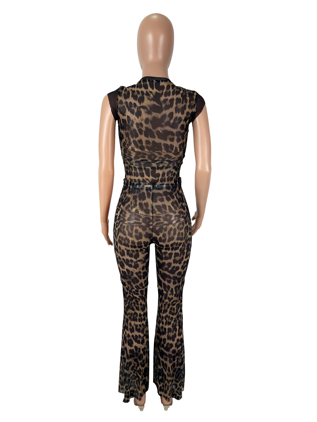 Women sexy trendy leopard print top and pants two piece set