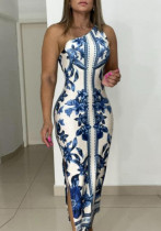 Women Slash Shoulder Print Dress