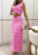 Women Beach Strap Top and Slit Skirt Two Piece Set