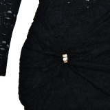 Women Summer Lace Sexy Hollow See-Through Bodycon Dress