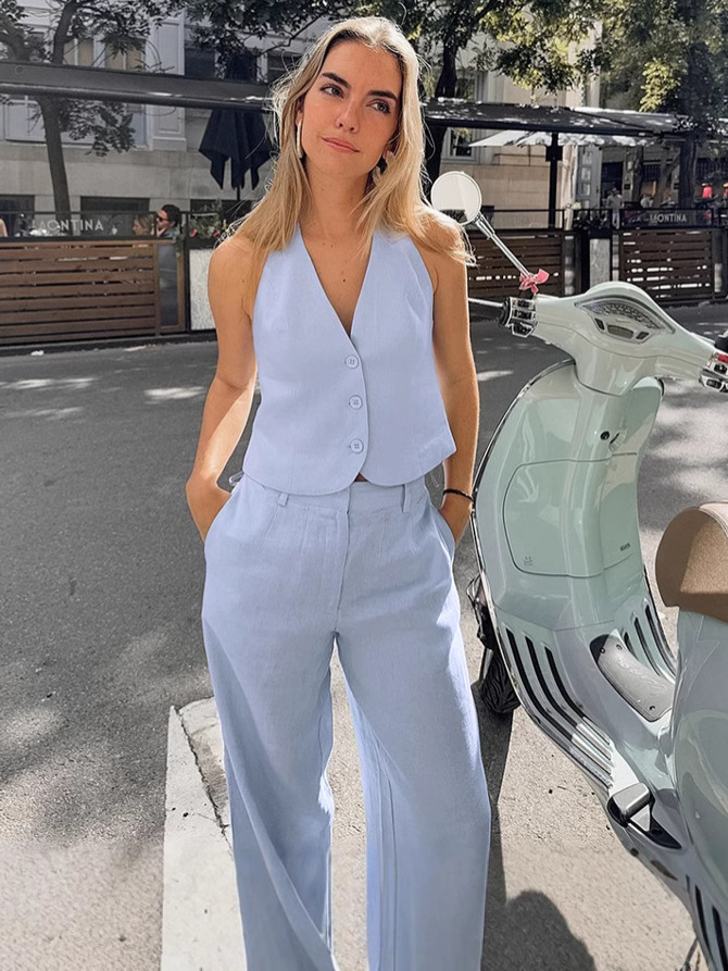 Women Summer Sleeveless Vest and Pants Two Piece Set
