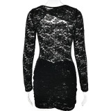 Women Summer Lace Sexy Hollow See-Through Bodycon Dress