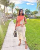 Women Sexy Sleeveless Knitting Color Block Dress