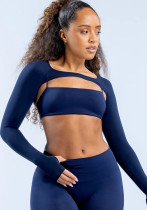Women Strap Top and Long Sleeve Set Sports Set