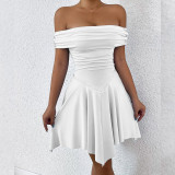 Women Summer Off Shoulder Irregular Strapless Off-shoulder sexy dress