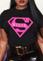 Women Letter Print Round Neck Short Sleeve T-shirt Women Letter Print Round Neck Short Sleeve T-shirt