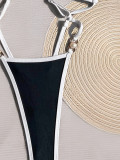 Women Backless Sexy Color Block One-Piece Swimwear