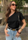 Women Spring Summer Irregular Collar Satin Off-Shoulder T-Shirt Top