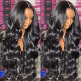 Women big wave full headpiece long curly hair front lace wig plus mesh