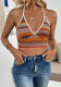 Women Beach Sexy Geometric Stripe Halter Neck Camisole
