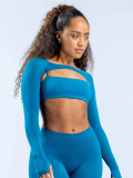 Women Strap Top and Long Sleeve Set Sports Set