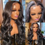 Women big wave full headpiece long curly hair front lace wig plus mesh