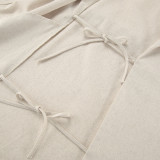 Women French Turndown Collar Belt Dress