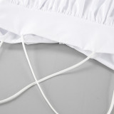 Women Spring and Summer Casual White Sexy Suspender V-Neck Dress
