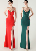 Women fishbone lace-up V neck suspender sexy formal party fishtail evening dress Women fishbone lace-up V neck suspender sexy formal party fishtail evening dress