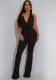 Women  Lace-Up Sexy V Neck Halter Neck Solid Jumpsuit
